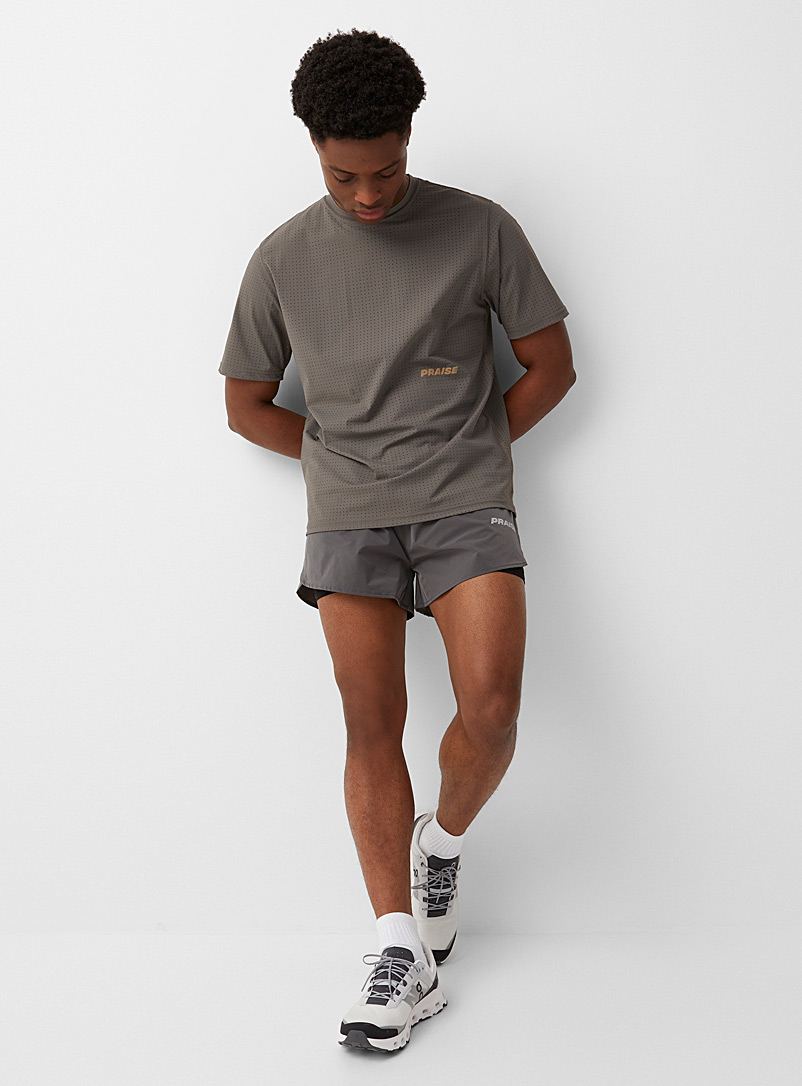 PRAISE Grey Abbadon woven shorts with built-in tights for men