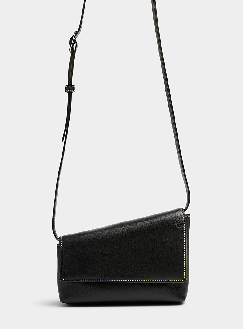 STAUD Black Acute angular flap bag for women