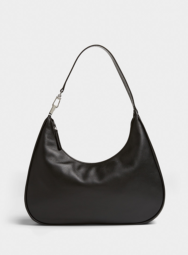 STAUD Black Sylvie leather baguette bag for women