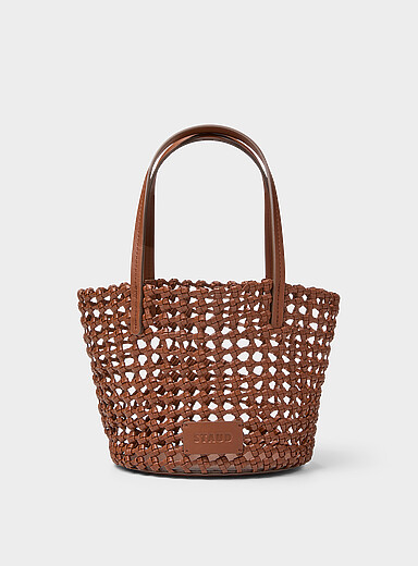 Le petit sac seau cuir tress&eacute; ajour&eacute; Caro