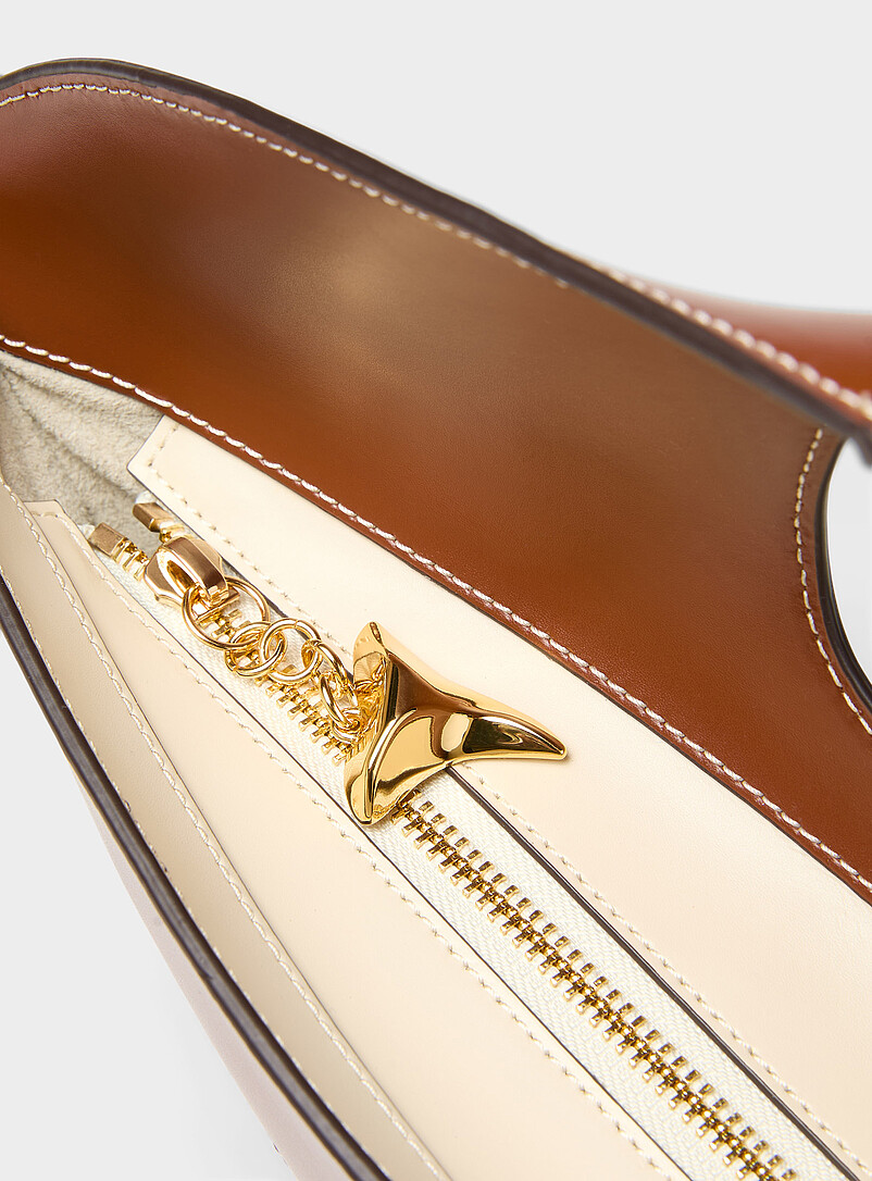 STAUD: Le sac cuir requin Brun noisette pour femme