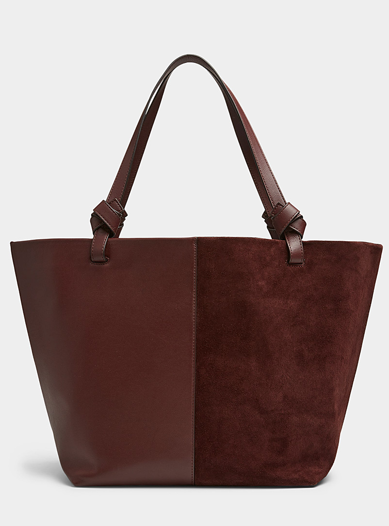 STAUD Copper Ida leather and suede tote for women