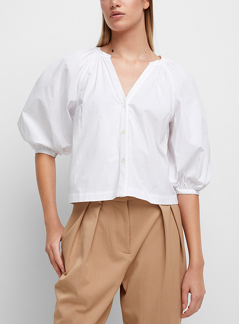 STAUD: La blouse Dill Blanc pour femme