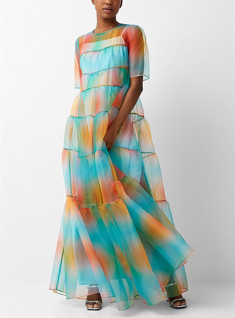 STAUD Teal Hyacinth layered dress for women