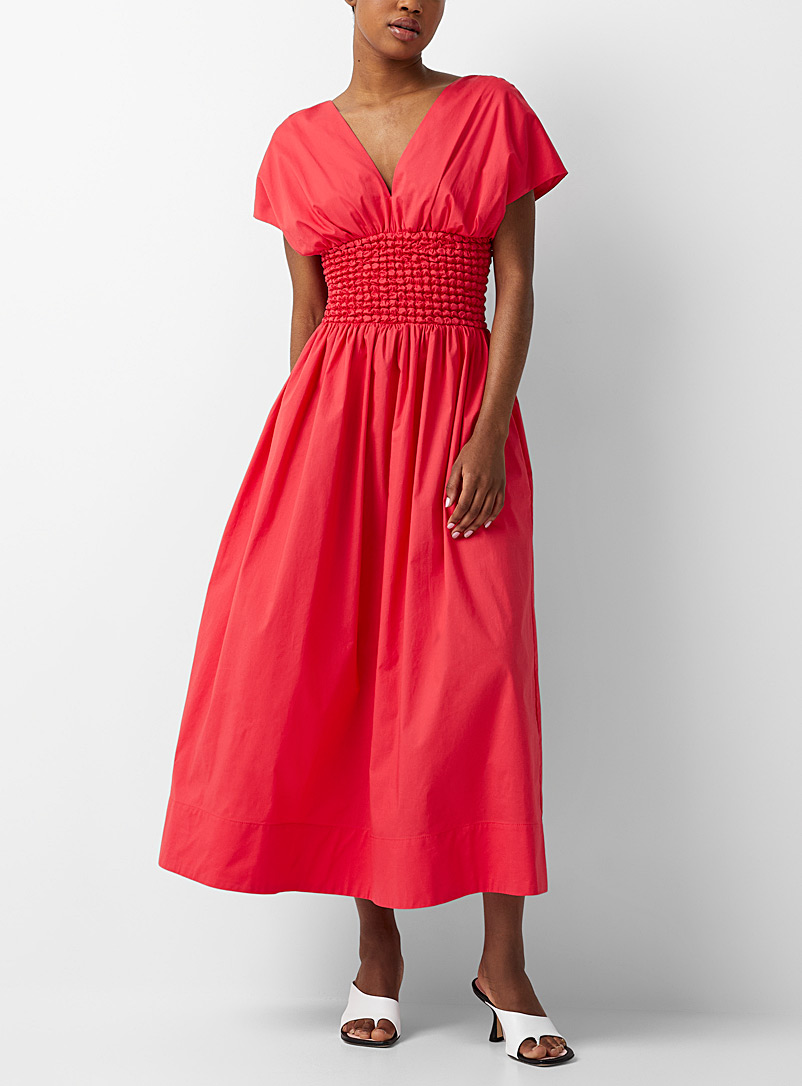 STAUD: La robe en popeline Jackson Rouge moyen-framboi-ceris pour femme