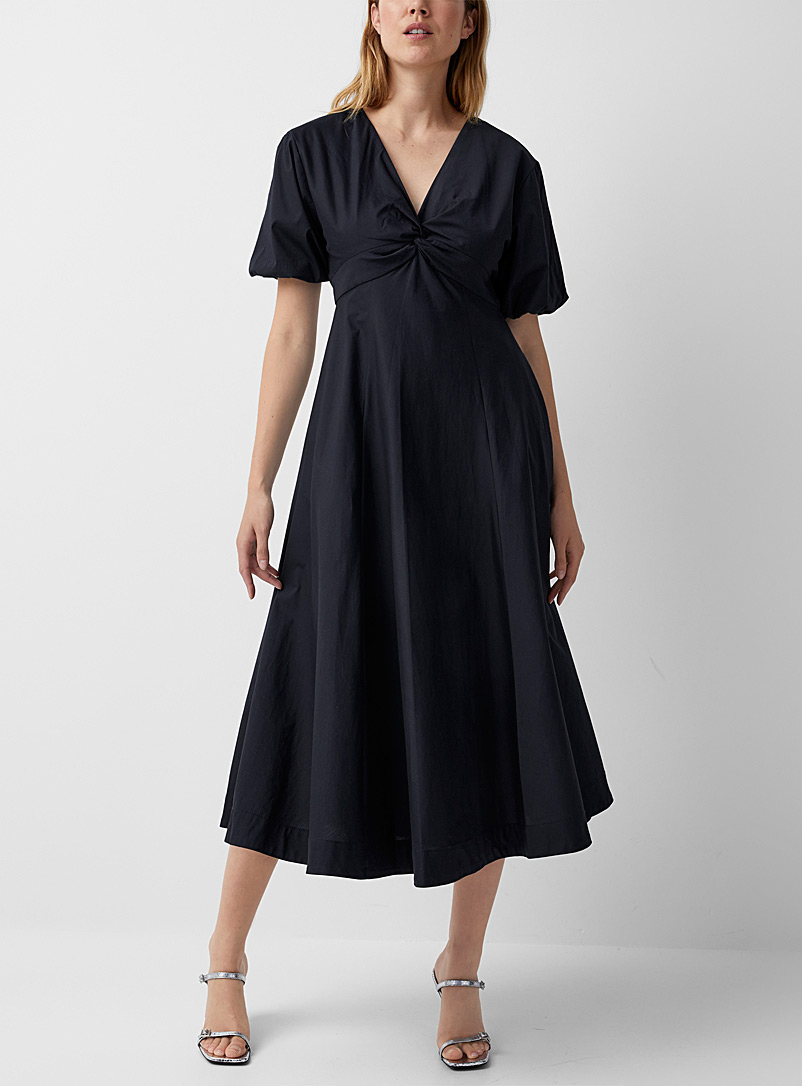 STAUD Black Finley poplin dress for women