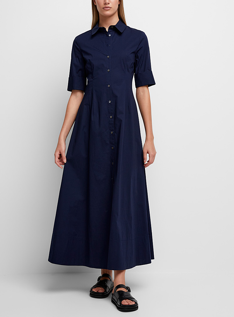 STAUD: La robe chemise Joan Bleu marine - Bleu nuit pour femme