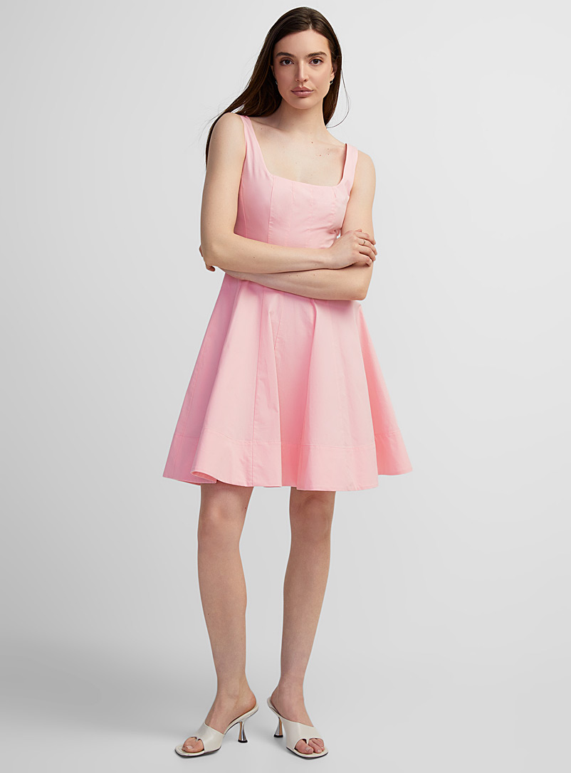 STAUD Pink Wells poplin mini-dress for women
