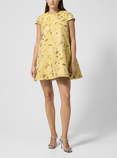 STAUD: La minirobe jacquard floral Mia Jaune ma&iuml;s - Vanille pour femme