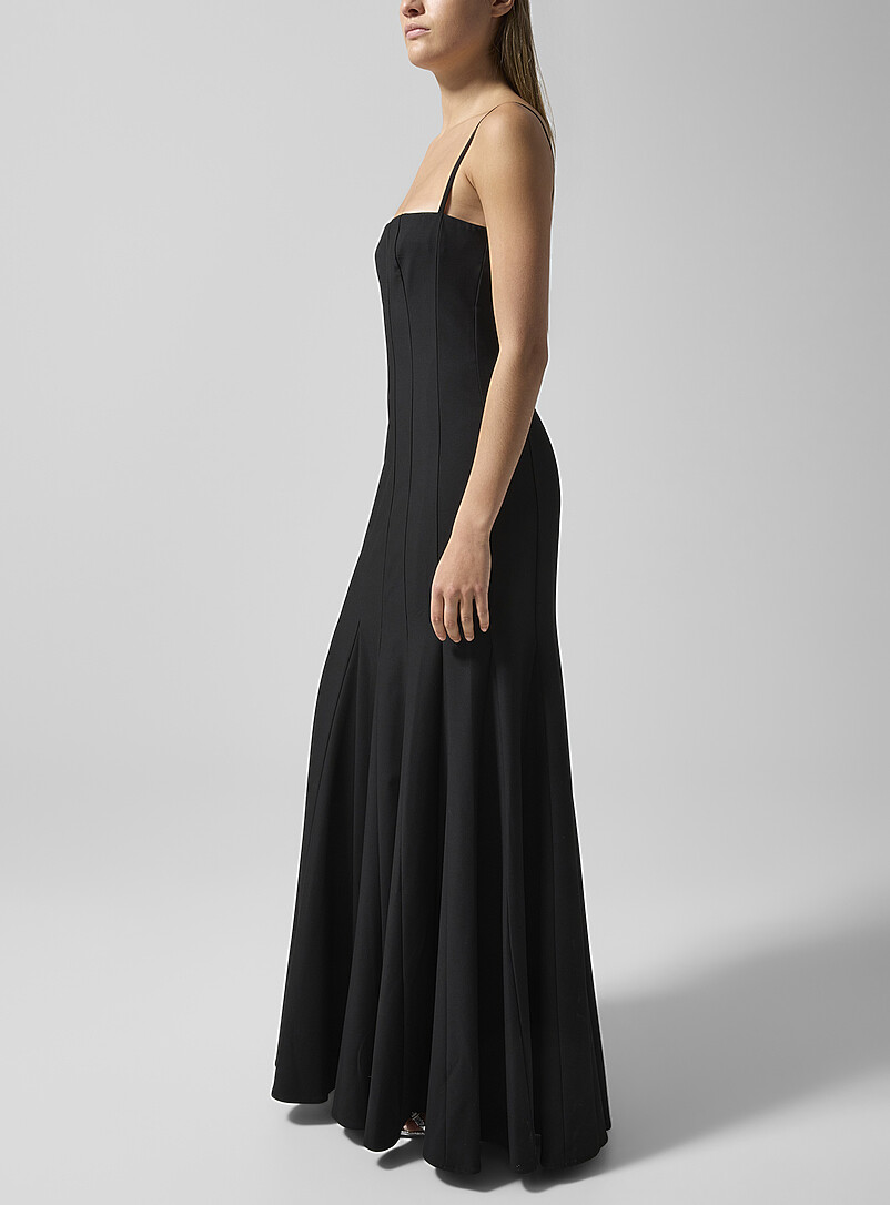 STAUD: La robe &agrave; coutures verticales Rila Noir pour femme