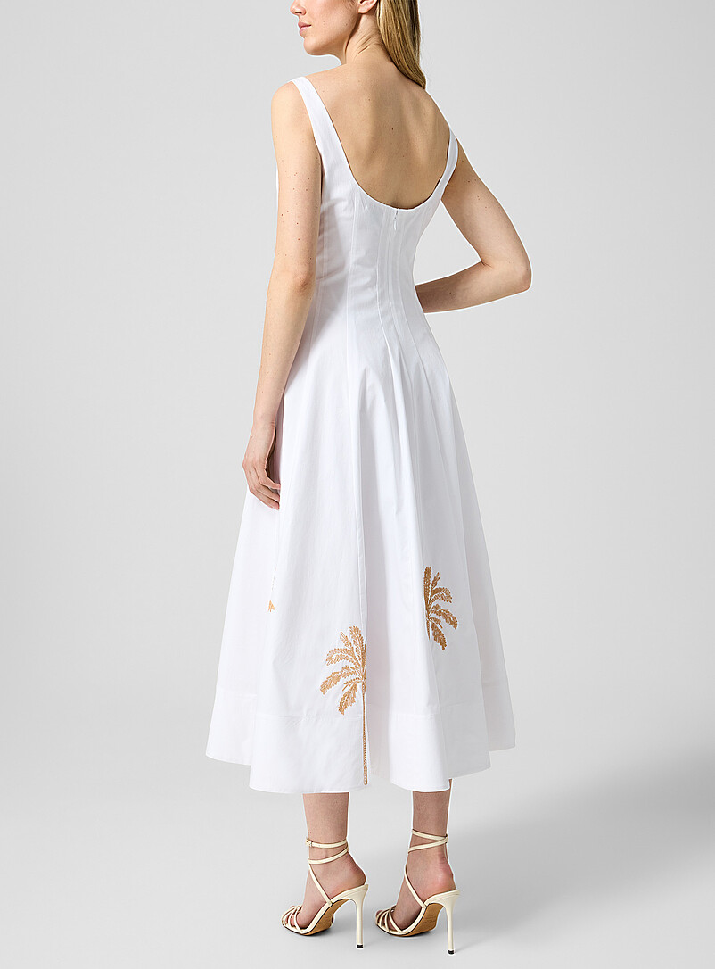 STAUD White Wells embroidered poplin dress for women