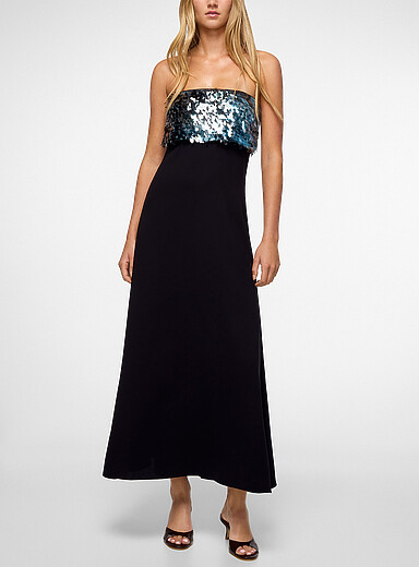 STAUD Black Phoenix bustier dress for women