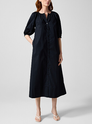 STAUD: La robe maxi manches bouffantes Vincent Noir pour femme