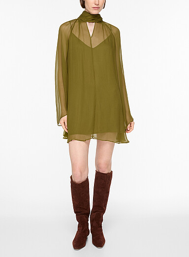 STAUD Chartreuse Esther chiffon chartreuse mini-dress for women