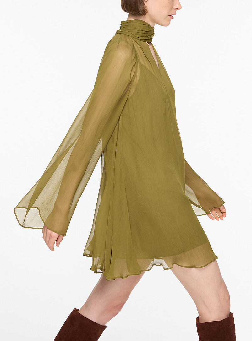 staud esther chiffon dress chartreuse mini-dress | | Short Sheer sleeves Skirt length:Standard Beach Wedding Guest Dresses lastminute 100% polyester