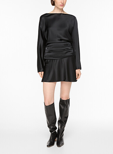 STAUD Black Freda silk mini-dress for women