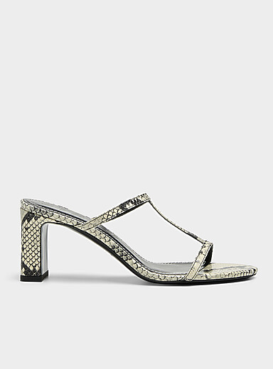 La sandale &agrave; talon cuir serpent Talita Femme