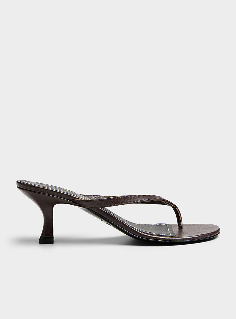STAUD: La sandale cuir bride V Freja Femme Chocolat - Espresso pour femme
