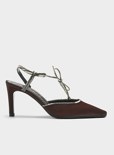 STAUD: L'escarpin cuir boucl&eacute; Inez <b>Fait en Italie</b> Brun pour femme