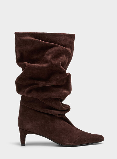 Wally gathered suede heeled boot Women