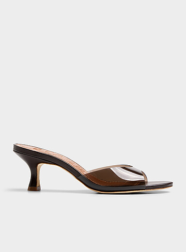 STAUD Chocolate/Espresso Brigitte translucent heeled mules Women for women