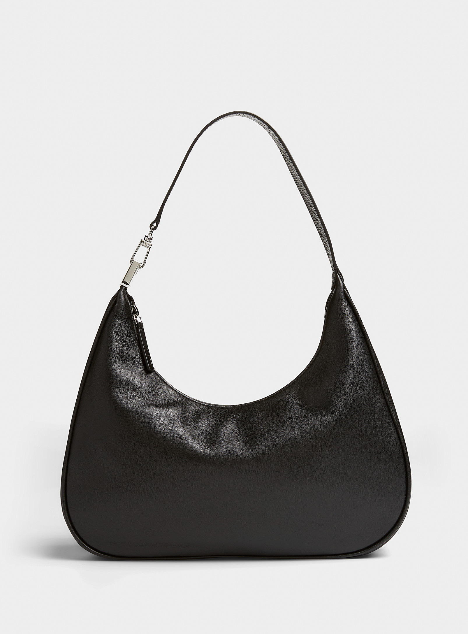 Shop Staud Sylvie Leather Baguette Bag In Black