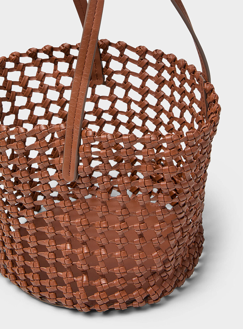 Caro small openwork woven leather bucket bag product image 2