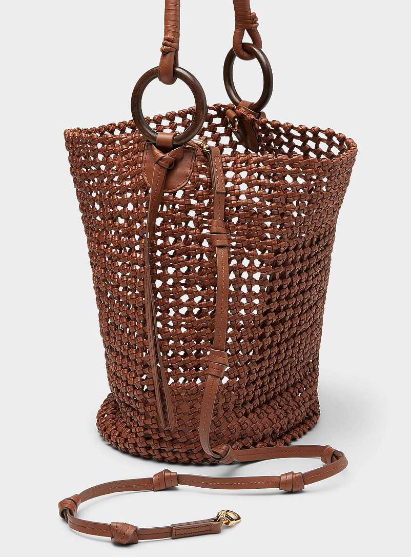 Del Mar openwork woven leather bucket bag product image 2