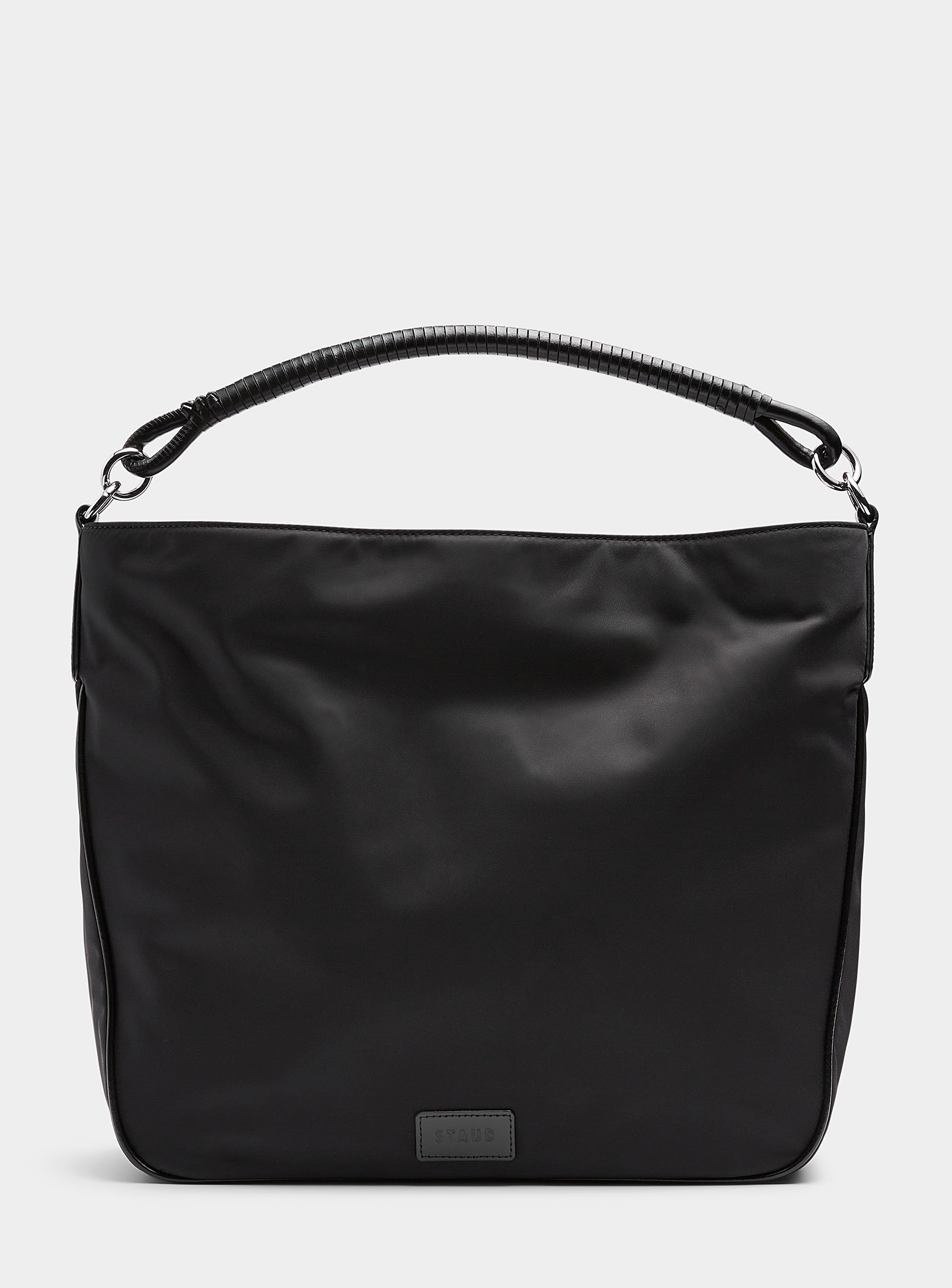 Shop Staud Perry Rolled Handle Tote In Black