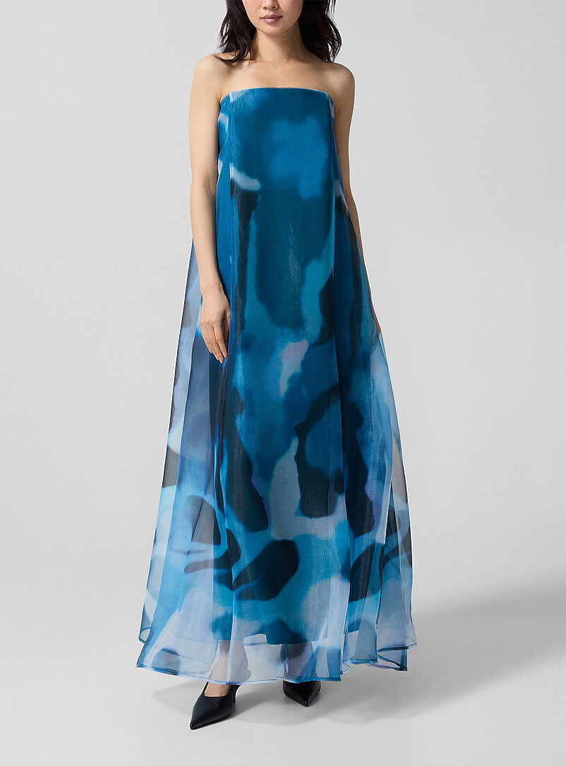 Allyson Misty Blue Bustier Maxi Dress