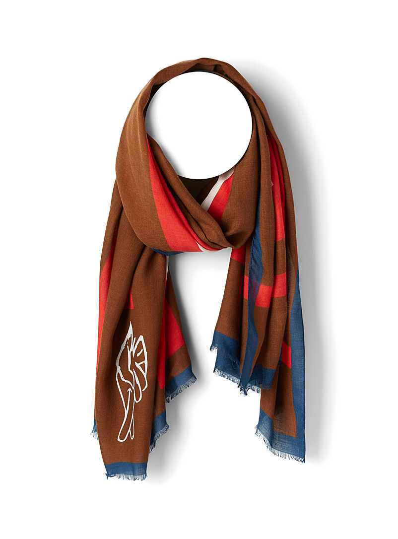 Type B Patterned Brown Red Velvet burnt brown scarf for women
