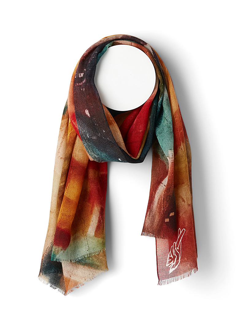 Type B Silver Murall scorched-colour scarf for women