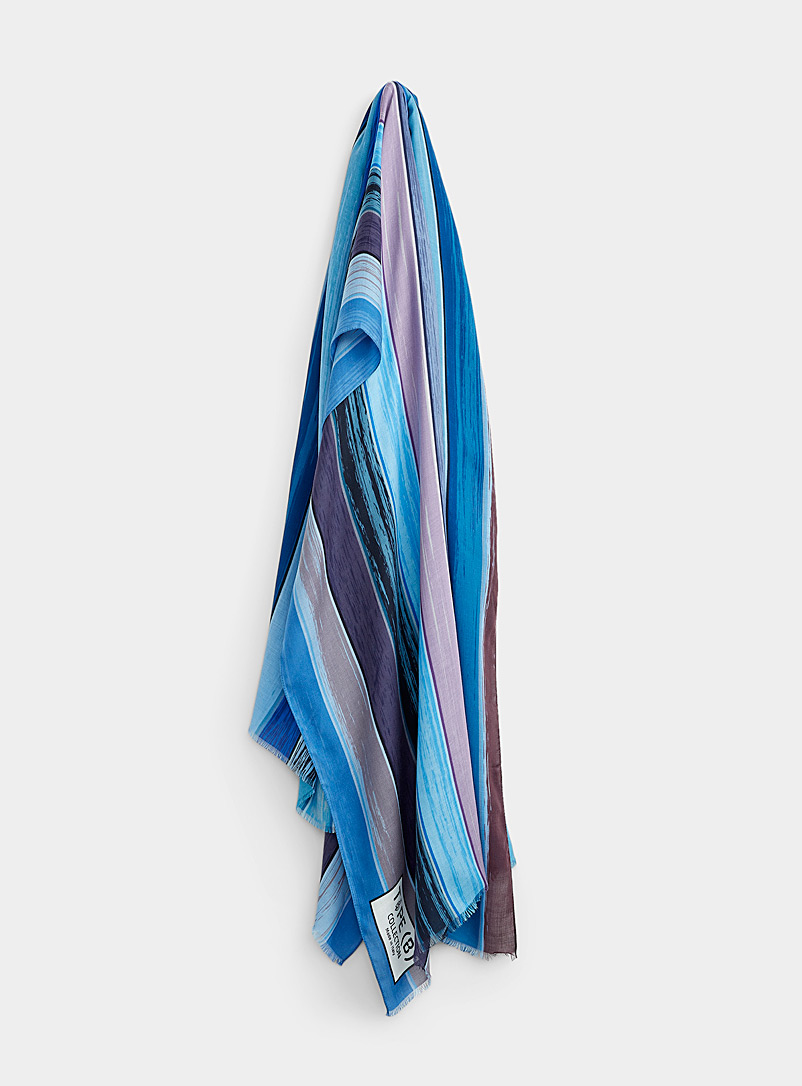 Type B Patterned Blue Ocean-stripe scarf for women