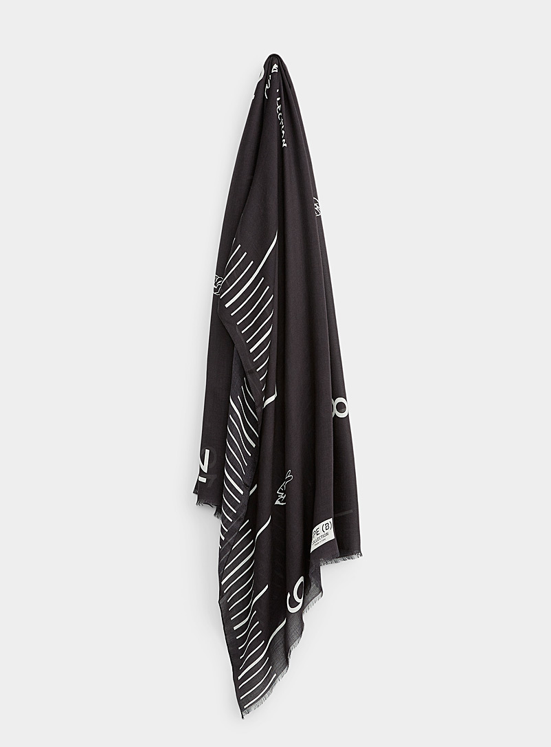 Type B Black Monochrome ruler scarf for women