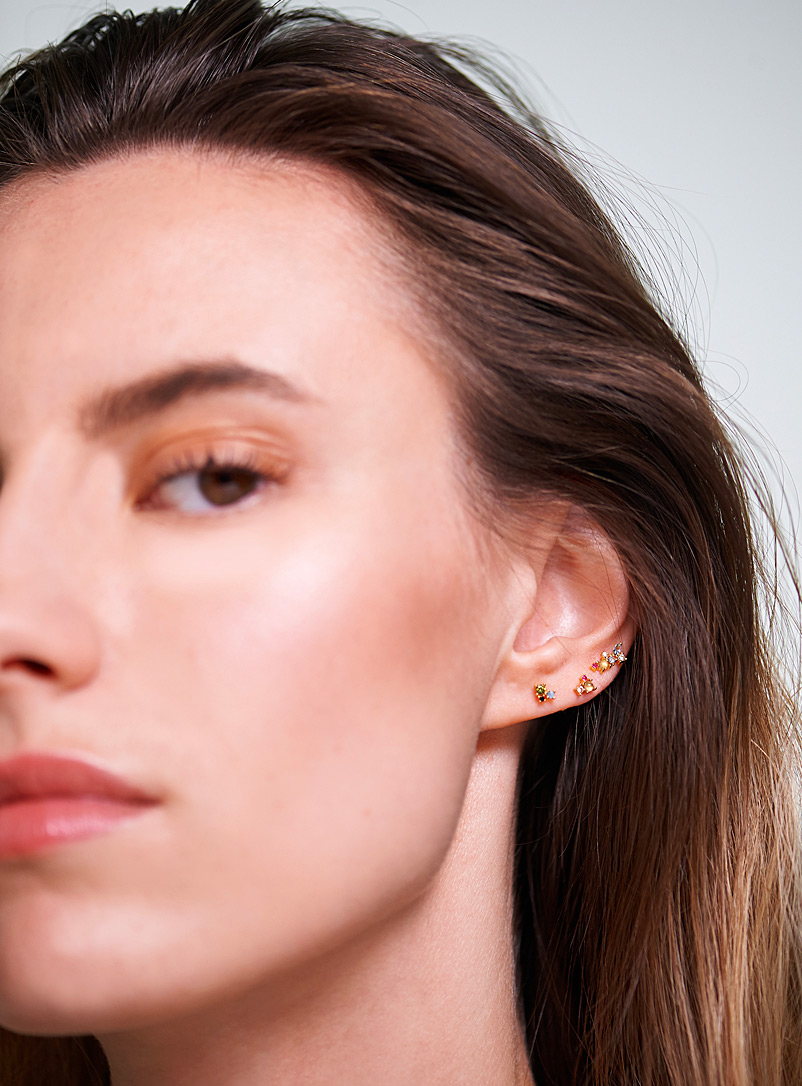 PDPAOLA: Les boucles d'oreilles La palette en or Ensemble de 3 Assorti pour femme
