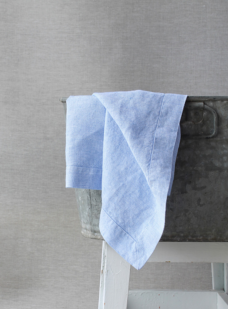 Maison LenKo: La serviette à main pur lin Bleu pâle-bleu poudre