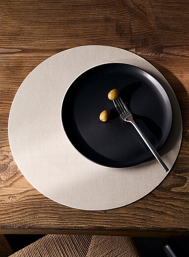 Simons Maison: Le napperon rond effet cuir chin&eacute; Ivoire - Beige cr&egrave;me