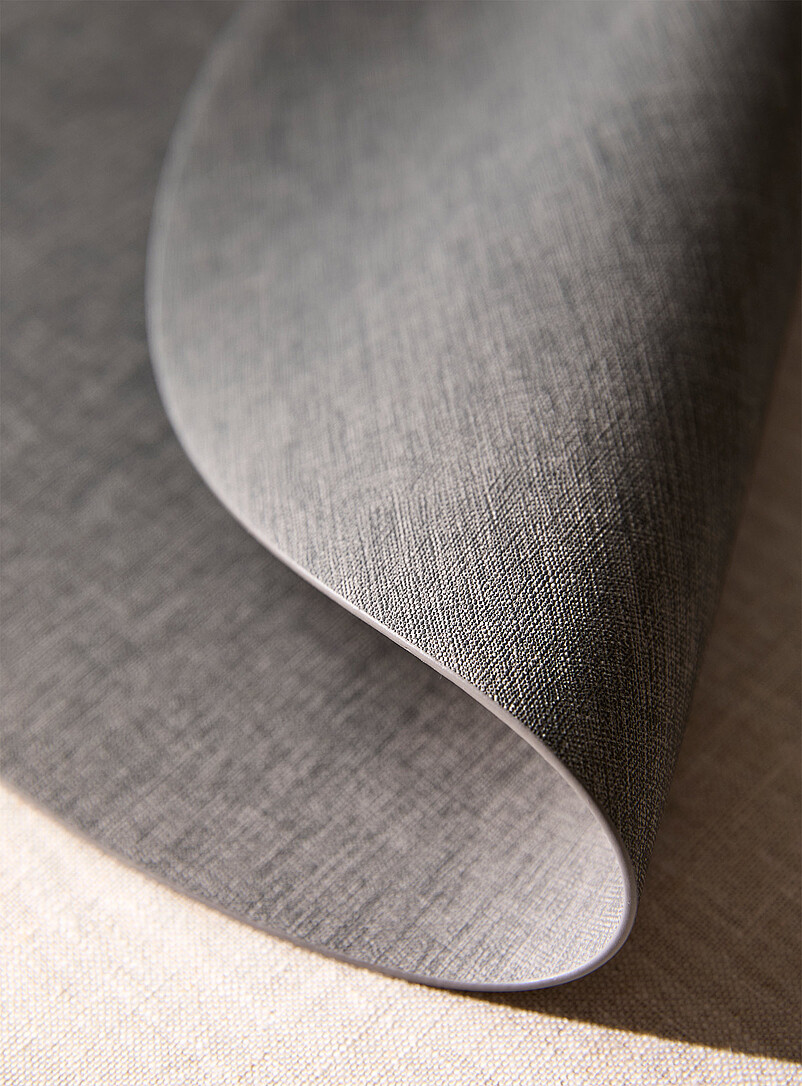 Simons Maison Charcoal Round heathered faux-leather placemat