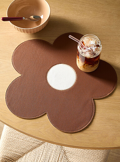 Large flower faux-leather placemat