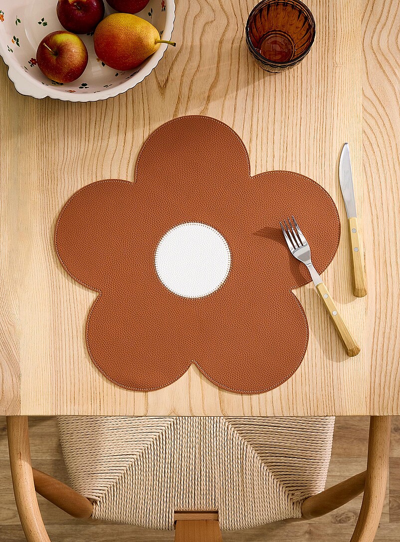 Large Flower Faux-Leather Placemat
