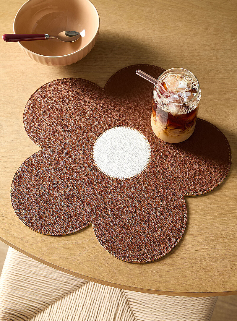 Large flower faux-leather placemat product image (primary)
