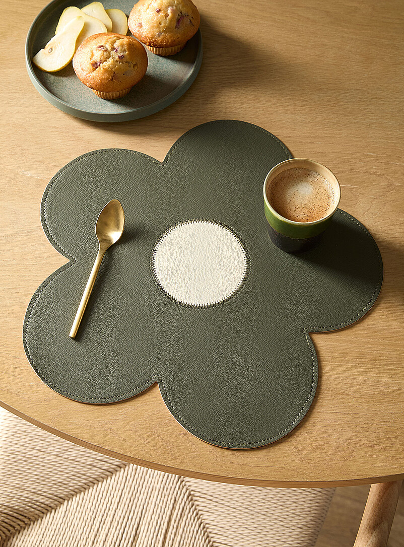 Large Flower Faux-Leather Placemat