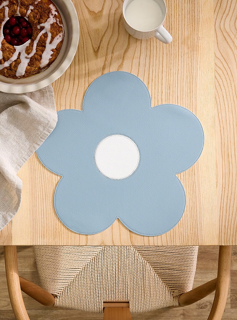 Large Flower Faux-Leather Placemat