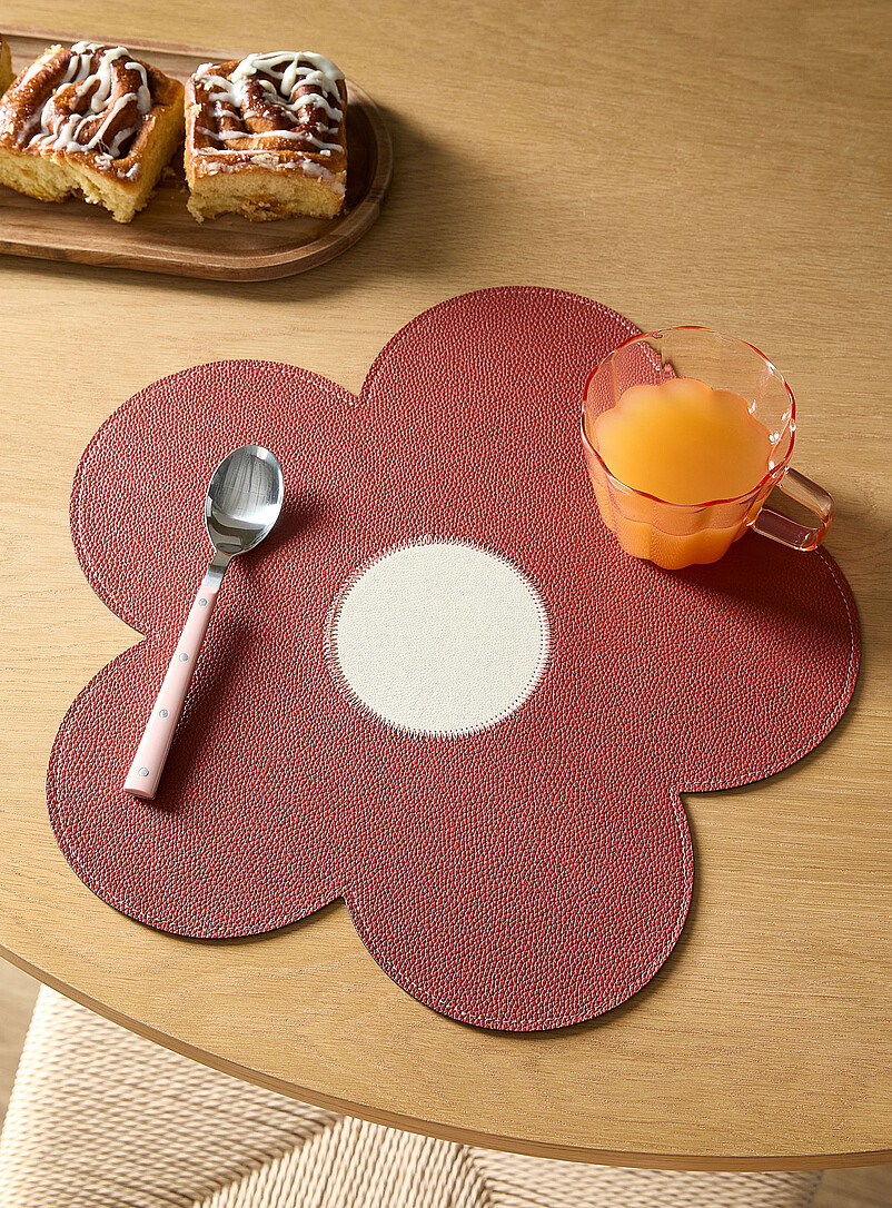 Large Flower Faux-Leather Placemat