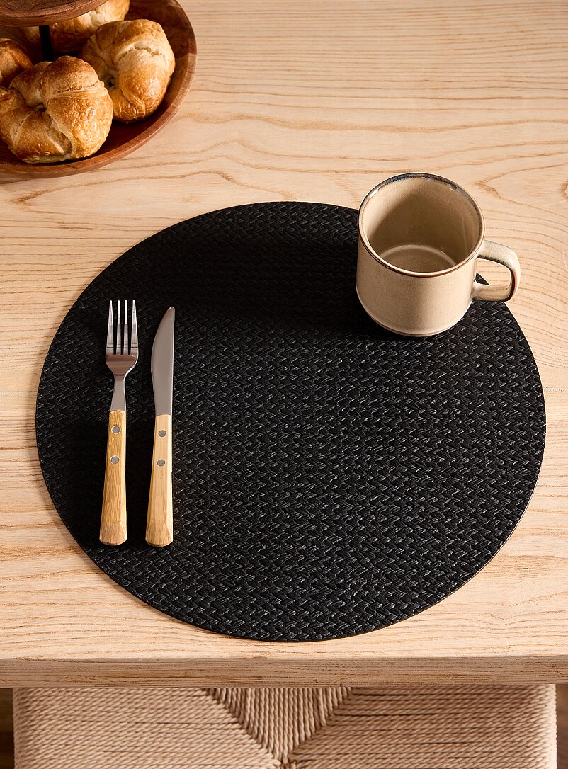 Herringbone Pattern Faux-Leather Placemat