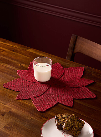 Le napperon lin poinsettia <b>Collection de No&euml;l</b>