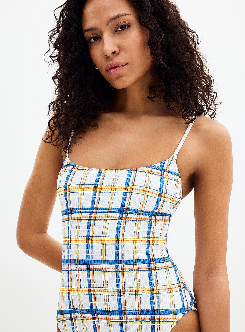 Kennedy check smocked one-piece product image 2