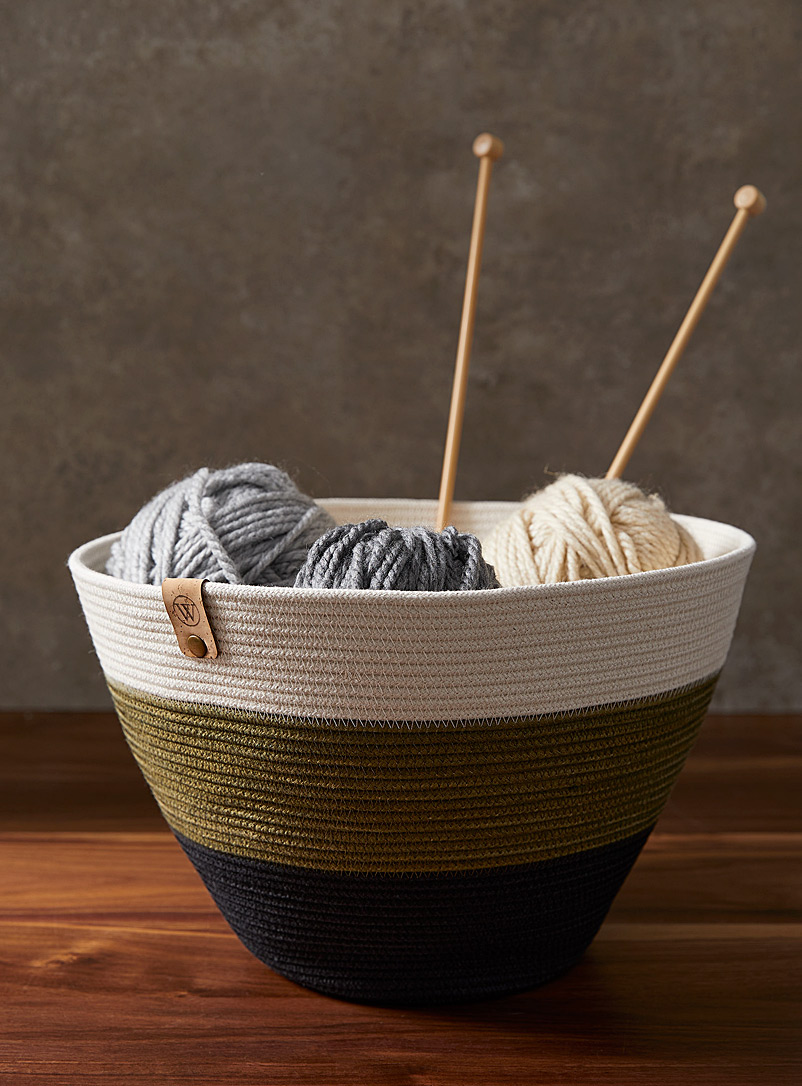Warm, Wooly & Woven Mossy Green Multi-tone cotton rope planter