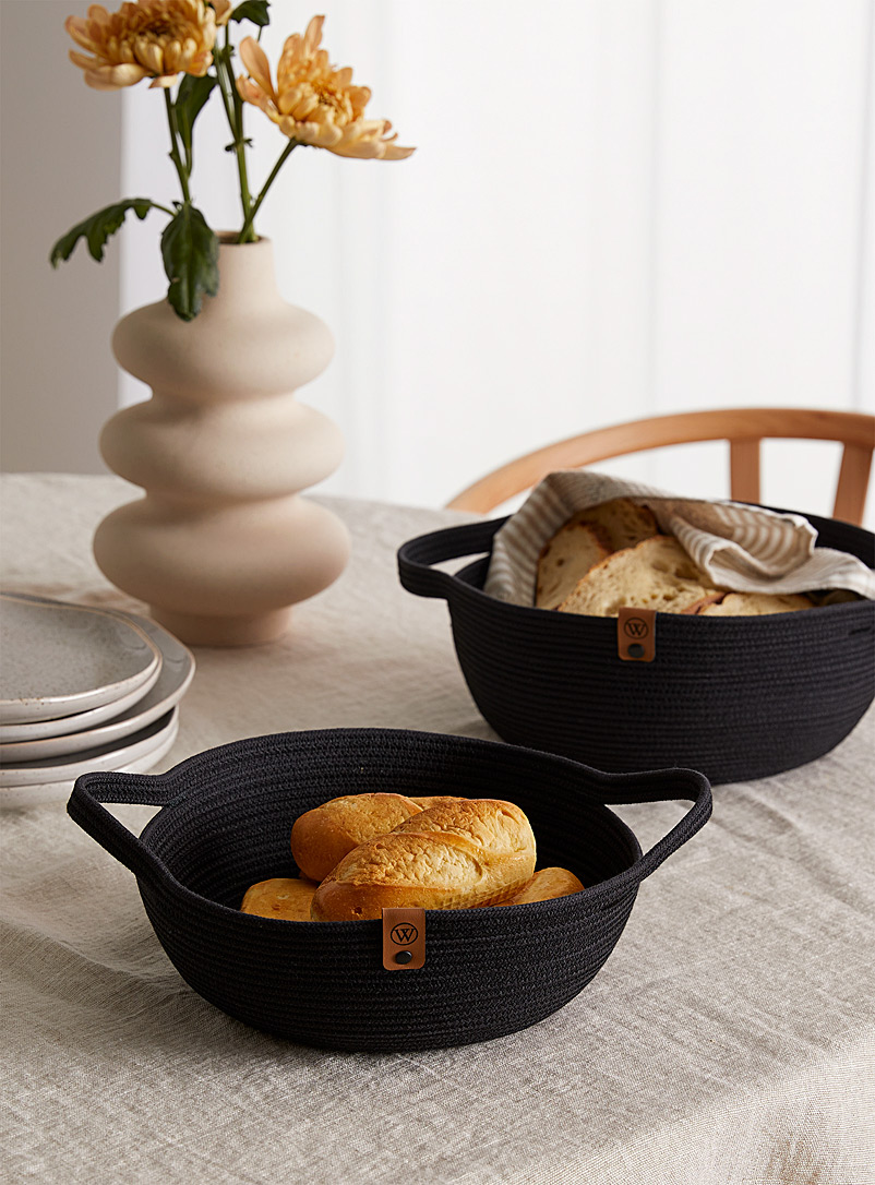 Warm, Wooly & Woven Black Cotton rope basket tray 2 sizes available