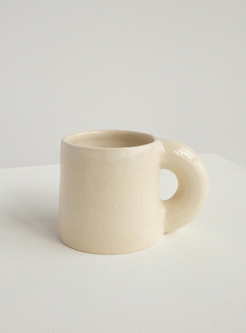 PMS Cream Beige Chunky handle mug